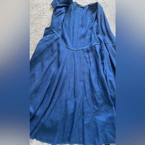 New Ralph Lauren Midi 100% Linen Navy Dress (8) - Picture 9 of 16